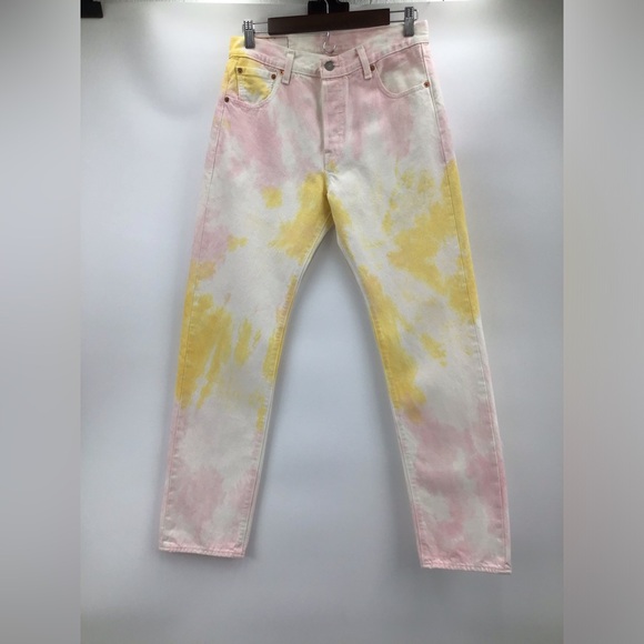 Levi's 501 ‘93 Pink and Yellow Tie-Dye Jeans - Picture 1 of 15